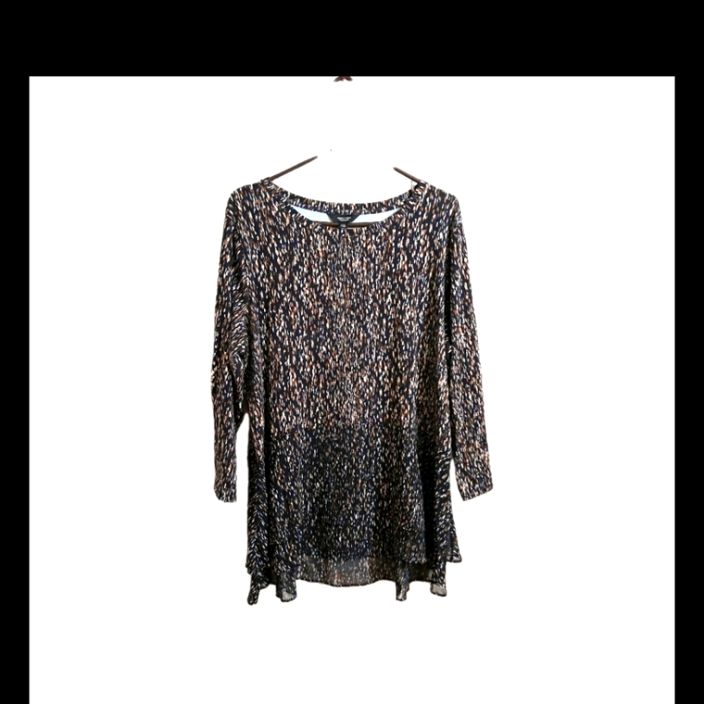 Women's Simply Vera Vera Wang Leopard Print Top Iightweight W/Sheer Hem Sz XXL